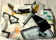 Mens Kenneth Cole Comfort PerformanceTropical Print Short Sleeve Shirt LARGE NWT