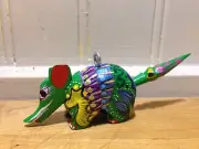 Oaxaca, Alebrije green Armadillo, Carved Mexican Christmas Ornament