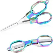 2PCS Folding Scissors, Stainless Steel Mini Scissor, Portable Travel Scissors, R