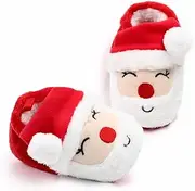 [RUIXIA] Winter Warm Christmas Tree Santa Clause Cozy Fleece Newborn Baby Booties Soft Sole Prewalker Crib Shoes for Infant Girls Boys,Red/White Santa Clause,9-12 Months Infant, Red/White Santa Clause, 9-12 Months Infant