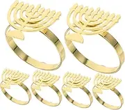 4sets Kosher Napkin Rings Menorah Candlestick Candle Stick Holder Wedding Decor Decoration Napkins Rings Napkin Holders Serviette Buckles Jerusalem Napkin Rings Zinc Alloy 6pcs*4