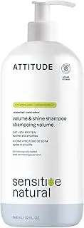 ATTITUDE Hair Shampoo for Sensitive Dry Scalp, EWG Verified, Soothing Oat, For Thin Hair, Naturally Derived Ingredients, Vegan and Plant-Based, Volume and Shine, Unscented, 32 Fl Oz