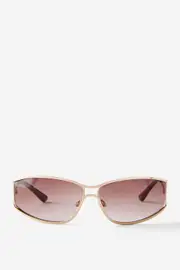 [Rubi] Rubi - Bronte Metal Shield Sunglasses - Gold/brown gradient OS GOLD/BROWN GRADIENT
