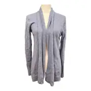 Tahari Pure Luxe S Cashmere Open Front Cardigan Sweater Shawl Collar Blue Soft