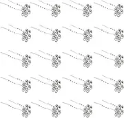 QIUTIMIY 20 Pack (White) Crystal Flower Hair Pins Rhinestone Hair Clips for Bridal Wedding Women Hair Jewelry Accessories, with Clear Container