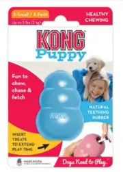 KONG Small Puppy Dog Toy Insert Treats BLUE Ball Chew Teething Aid