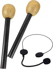Hohopeti Play Microphone Props Fake Microphone for Boys and Girls Glitter Coating for School Events and Party Decorations