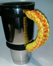 Paracord Handle for 40oz,30oz, or 20ozYeti Ozark & Rtic Yellow & Orange Pattern