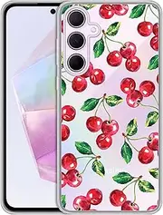 [GlamCase] Clear Case for Samsung Galaxy A55 5G, Samsung Galaxy A55 5G Clear Case - Cherry Watercolor Pattern Design Printed Clear Shockproof Protective Back Clear Case/Cover for Samsung A55 5G