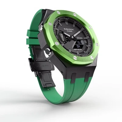 Green Casioak Mod Custom Casio G-Shock GA-2100 Custom Metal Watch GA2100