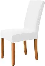 Jacquard Corn Kernel Fabric Chair Cover Universal Size Cheap Chair Covers Stretch Seat Slipcovers for Dining Room Home Decor(White)