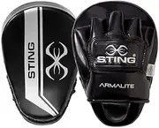 STING Armalite Focus Mitts for Boxing, Sparring, MMA, and Muay Thai, Durable Boxing Mitts, Boxing Equipment for Adult Men, Women, and Kids, Black/Silver