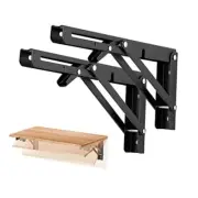 Folding Shelf Brackets - Heavy Duty Shelf Brackets Matte Black 10 Inch 2