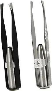 PACKOVE 2Pcs LED Light Eyebrow Clips Stainless Steel Brow Tweezers with Skid Handle for Removal Portable Eyebrow Trimming Tool Convenient and Durable Silver