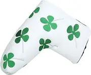 [Sword &Shield sports] Lucky Clover Putter Head Cover Four Leaf Clover Headcover for Scotty Cameron Ping Odyssey Taylormade (White)