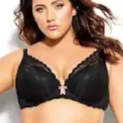 City Chic Lara New m plus size 18 black lace bra