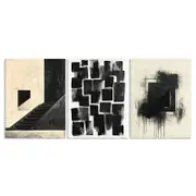 3pcs Black Ink Painting White Pattern Print 100% Australian Made 3 x 40x60cm (Metal Print)