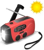 Weather Radio - 2000mAh Solar Hand Radio, Waterproof Hand Flashlight | Bright Weather Alert Radios with Rechargeable Battery, FM/AM/SW SOS Alarm Weather Alert LED Light for Survival