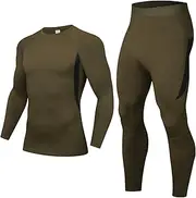 [Generic] Men's Thermal Underwear Sets, Quick Drying Fleece Lined Base Layer Long Johns, Breathable Thermal Shirts Pant for Cold Winter Weather