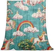 Throw Blanket for Couch,Blankets for Women,Cartoon Unicorn Cloud,59x78.7 in