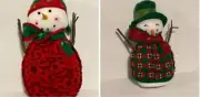 Jim Shore 2 Felt Snowmen Christmas Decorations