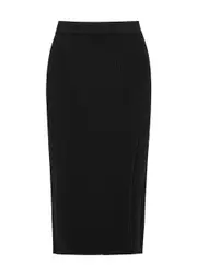 Jonathan Simkhai Black Ribbed-knit Midi Skirt - S S