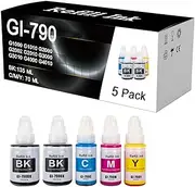GI-790 Ink Refill Bottles Compatible for Canon PIXMA G1000 G1010 G2000G2002 G2010 G3000G3010 G4000 G4010,5 Pack-1 Set