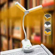 GGP White Rechargeable Dual Head Clip On Book Light Touch Control Reading Lamp With Eye Protection