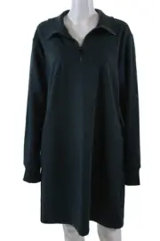 Athleta Womens Cozy Karma 1/2 Zippered Sweatshirt Mini Dress Green Size XL
