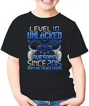 [Generic] Double Digits Level 10 Unlocked 10th Birthday 10 Years Old Games Gamer Gaming Unisex Kids Shirt Gift