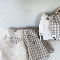 在飛比找蝦皮購物優惠-〚Shoubaby｜童裝〛塗鴉小鴨棉麻套裝．A0097