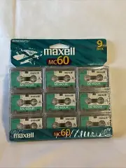 Maxell MC-60 UR MicroCassette Audio Tape PACK OF 9 Brand New Sealed NOS