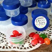 20 * 1/2 oz Clear Plastic Jars BLUE CAPS 1 TBLSPOON Containers #K3803 DecoJars