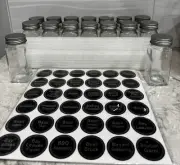 16 Pack Empty Glass Spice Jars Or Craft Bottles with Black Labels