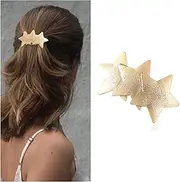 [Vacaonio] French Gold Star Hairclip Geometric Metal Ponytail Holder Barrette Decorative Hair Accessories for Women Headdress