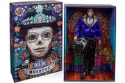 Barbie Signature Ken Fashion Doll, 2023 Dia de Muertos Collectible with Blue Jacket, Black Hat Doll Stand