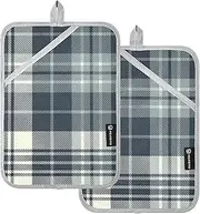Kitchen Pot Holders Heat Resistant Blue White Checkered Potholder with Pockets Cooking Hot Pads Oven Pads 2 Pack