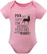 [WOOYONGING] Pack My Diapers I'm Going Hunting With Daddy Newborn Unisex Clothes Short Sleeve Coming Home from Hospital Outfit