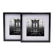 Cooper & Co. Set Of 2 6X6" Mat to 4X4" Black Premium Metallicus Metal Photo Frames