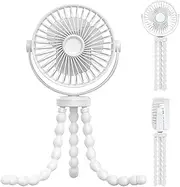 Stroller Fan, Handheld Fan with Flexible Octopus Mount, Rechargeable Blower, Quiet 3-Speed Cooling Gadget for Car Seat Hiking Travel Camping Outdoor