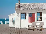 Dockside Flag by Zhen-Huan Lu Seaside Coastal Boat House Art Print 24x18 Inches