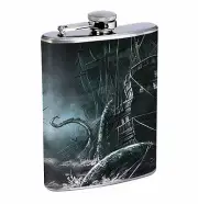 Flask Kraken Strikes 03R 8oz Stainless Steel Hip Drinking Whiskey