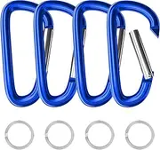 sprookber 4" & 5" Extra Large Aluminum Carabiner D Ring, Black Caribeener Clips, Spring Snap Hook for Keychain Clip, Set of 4