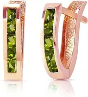 [Galaxy Gold GG] 1 Carat 14k Solid Rose Gold Oval Huggie Earrings with Natural Peridots