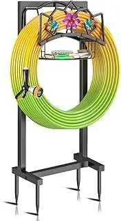 Garden Hose Holder, Water Hose Holder, Freestanding, Hose Holder with Basket, Robust Frost-Proof Garden Hose Storage Holder for Garage, Patio, Outdoor