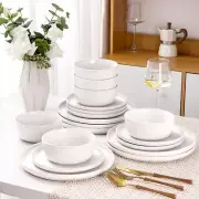 AmorArc Stoneware Dinnerware SetsRound Reactive Glaze Plates and Bowls SetsHi...