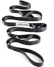 Trideer Stretching Strap Yoga Strap Physical Therapy for Home Workout, Exercise, Pilates and Gymnastics, 10 Loops Non-Elastic Stretch Bands with Aesthetic Packaging for Women & Men (Black)