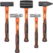 5-Piece Hammer Set, 16Oz and 32Oz Ball Pein Hammers, 32Oz Rubber Mallet, 3Lb Sle