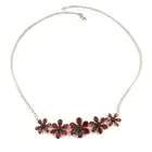 Natural Garnet & Black Diamond Flower Necklace Snake chain 925 Sterling silver