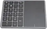 Bluetooth Number Pad for Laptop, 22 Keys Wireless Numeric Keypad with Touchpad, Portable Financial Accounting Numpad for Laptop Desktop PC Dark Gray